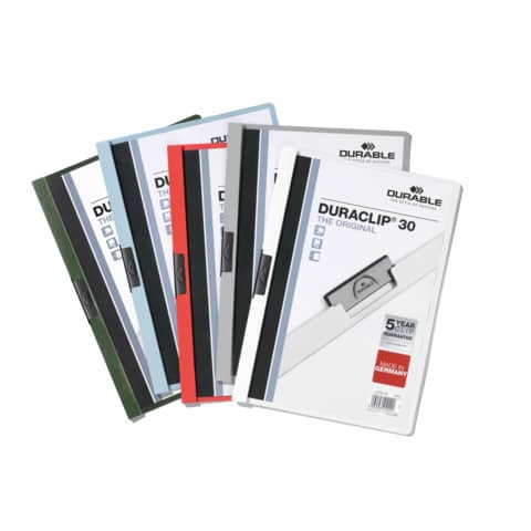 Cartellina con clip Durable DURACLIP® A4 conf. 25 colori assortiti - dorso 3 mm - capacità 30 fogli - 2200-00